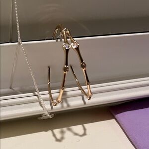 Lilly Pulitzer Gold Hoop Earrings with Crystal Accents